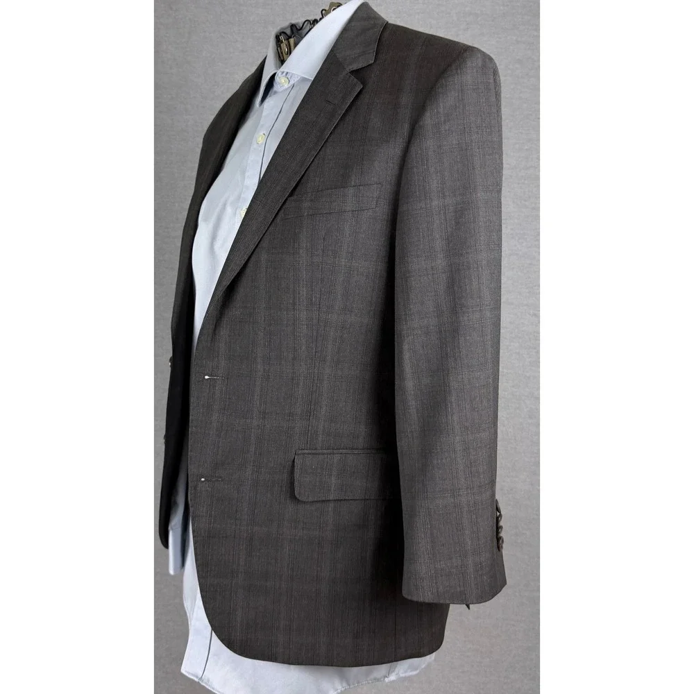 Hugo Boss Reda Super 110 Wool Blazer Mens 34R Charcoal‎ Grey Glen Check Sport